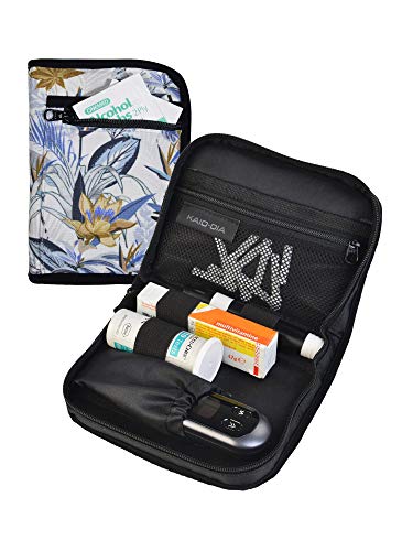 Dia-Minicasa - Estuche para lector de glucemia Accu-Chek, Contour Next, Freestyle Libre, Estuche compacto de accesorios para diabéticos (Lily Blue)