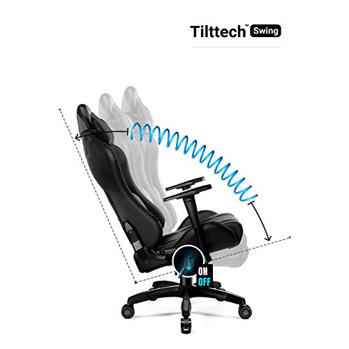 Diablo X-Ray Gaming Silla de Oficina Silla Gamer Apoyabrazos 4D Diseño Ergonomico HQ Cuero Sintético Perforación Función de Inclinación negro-gris King (XL)