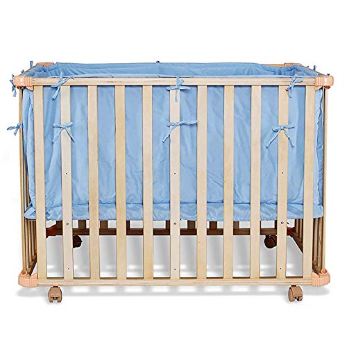 Dibea BB00440 - Cama móvil de bebé (90x60 cm) con barrotes de madera, juego con edredón y almohada, color azul