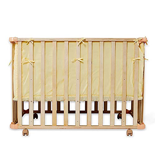 dibea BB00441, Cama de bebé (90x60 cm), Cuna móvil, con barrotes de madera, juego con edredón y almohada, color amarillo