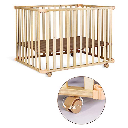 dibea BB00441, Cama de bebé (90x60 cm), Cuna móvil, con barrotes de madera, juego con edredón y almohada, color amarillo