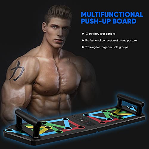 Diealles Shine 13 en 1 Push Up Board, Plegable Tabla De Flexiones Multifuncional Push Up Rack Board para Entrenamiento Muscular Equipo de Entrenamiento de Brazos Gimnasio Inicio