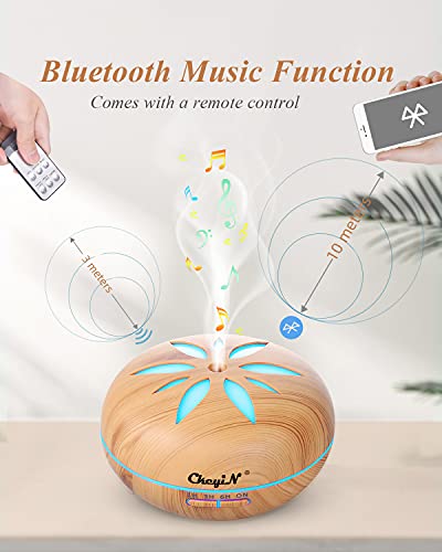Difusor de Aceites Esenciales,Humidificador Bluetooth,Difusor de Aromaterapia de Música,Con Mando a Distancia Para SPA/Yoga/Oficina,etc.