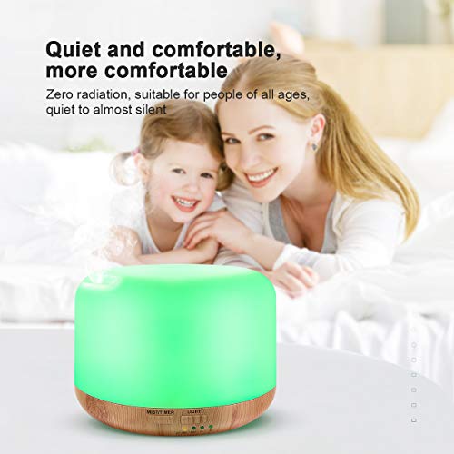 Difusor de aroma de 300ml para aceites esenciales, humidificador difusor de aromaterapia ultrasónico con mando a distancia, difusor humidificador con LED de 7 colores y apagado automático sin agua
