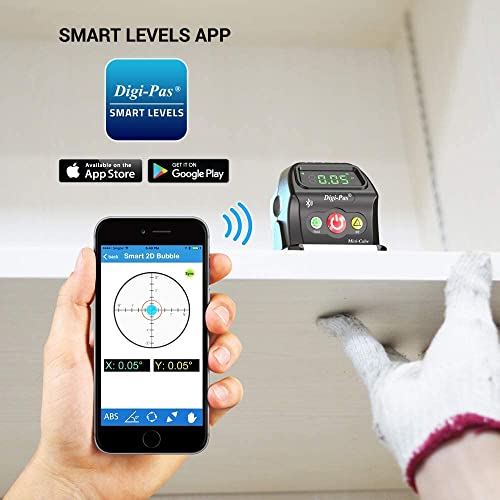 Digi-Pas 2-Axis Smart Cube Level, DWL-90PRO, WIRESSLY muestra el estado de nivelación en el smartphone a través de BLUETOOTH, negro, Pequeño, Modelo: DWL90Pro