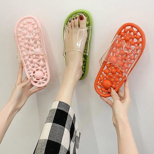 dihui ReflexologíA Zapatos,Zapatillas de Masaje de Cristal de Verano, CAV Cave Bathroom Sandalias de Masaje-Verde_38-39,Fitness Sandalias
