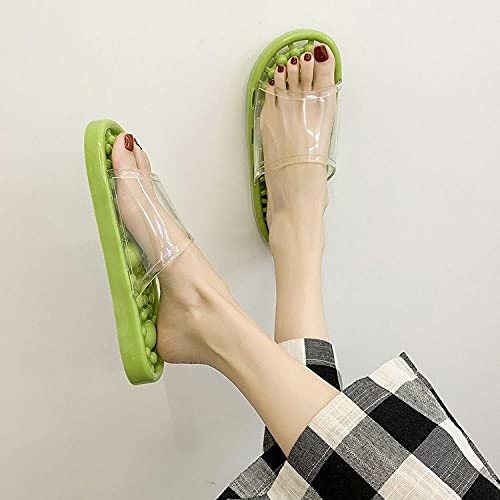 dihui ReflexologíA Zapatos,Zapatillas de Masaje de Cristal de Verano, CAV Cave Bathroom Sandalias de Masaje-Verde_38-39,Fitness Sandalias