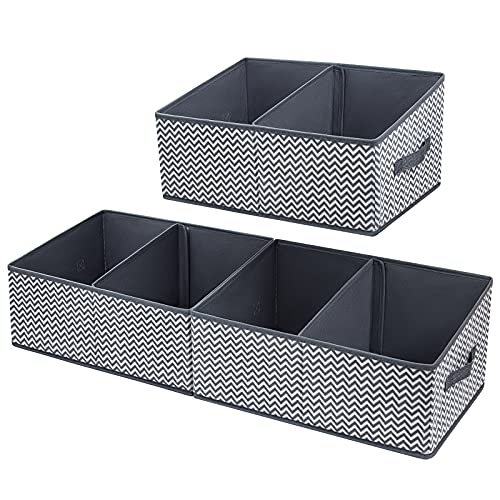 DIMJ Cesta de almacenamiento grande en forma de trapecio, cajas de almacenamiento plegables con asa, caja de almacenamiento para armario, juego de 3 cestas de tela (gris ondulación, 42 x 20 x 28 cm)