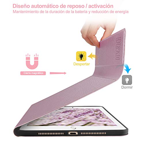 DINGRICH Funda Teclado iPad 10.2/iPad 9 Generacion 2021, Retroiluminados Bluetooth Teclado 7 Colores Desmontable, para iPad 9/8/7 Gen/iPad Pro 10.5 2017/iPad Air 3, Oro Rosa