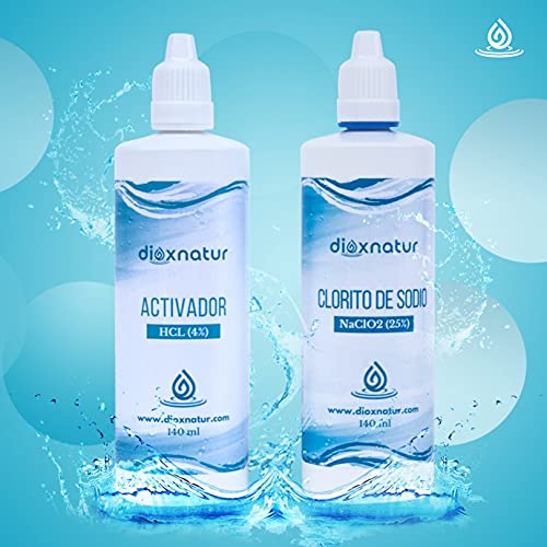 DIOXNATUR - Kit para la Fabricación de Dióxido de Cloro 140ml - Botella HDPE especial - Fabricado en España - No Apto para Consumo Humano