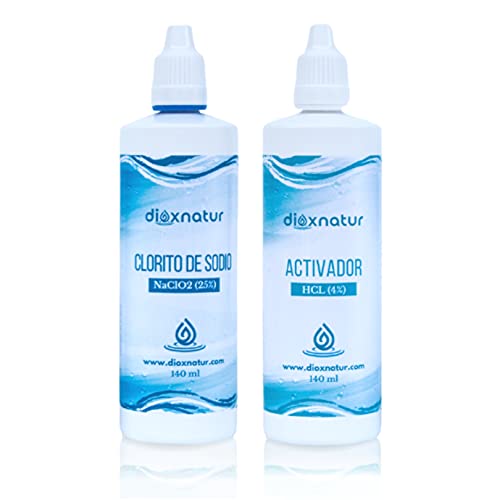 DIOXNATUR - Kit para la Fabricación de Dióxido de Cloro 140ml - Botella HDPE especial - Fabricado en España - No Apto para Consumo Humano