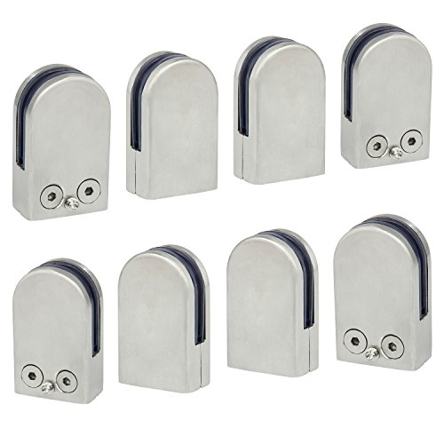 Discoball 8 PCS 6-8mm Abrazaderas de Vidrio Acero Inoxidable 304 Clip de Vidrio Soporte Ajustable Parte Trasera Plana para Escalera Barandilla