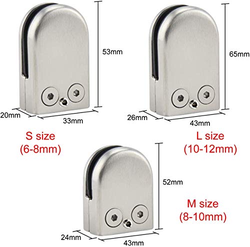Discoball 8 PCS 6-8mm Abrazaderas de Vidrio Acero Inoxidable 304 Clip de Vidrio Soporte Ajustable Parte Trasera Plana para Escalera Barandilla