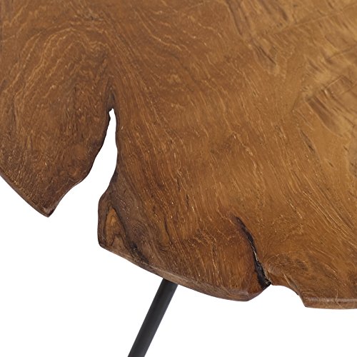 Diseño Mesa Auxiliar Mesa Mesa teca Madera Hierro Madera de Teca redonda marrón metal Vintage maciza inoxidable + Magnífico librum® Flyer, Beistelltisch - außergewöhnlich