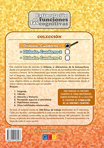 Dislexia Cuaderno 1 Niños/ Editorial GEU / A partir de 9 años / Mejora la capacidad cognitiva / Cálculo / Atención y memoria / Habilidades motoras