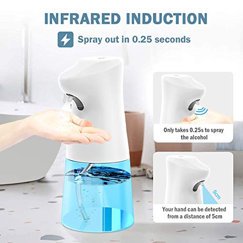 Dispensador automático de desinfectante de Manos, 450 ml, Botellas de Spray de Alcohol líquido sin Contacto, dispensador de jabón con Sensor de Movimiento por Infrarrojos, IPX3 Resistente al Agua (E)
