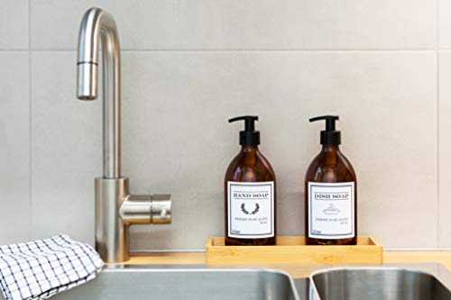 Dispensador de Jabón de Cristal Ambar Botella Vidrio con Dosificador para Jabón 500 ml (Ámbar, Dish & Hand Soap)