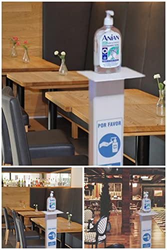 Dispensador de Pie para Gel Hidroalcohólico Desinfectante de Manos para Comercios y Oficinas. 78cm. Incluye Cartelc. Dispensador de Gel Desinfectante Fabricado en España