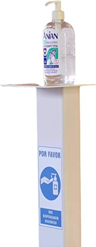 Dispensador de Pie para Gel Hidroalcohólico Desinfectante de Manos para Comercios y Oficinas. 78cm. Incluye Cartelc. Dispensador de Gel Desinfectante Fabricado en España