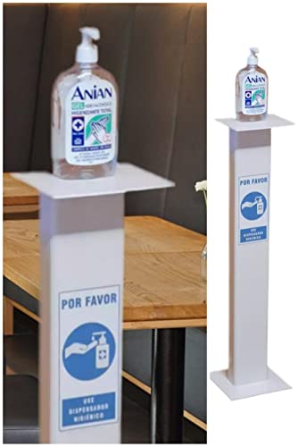 Dispensador de Pie para Gel Hidroalcohólico Desinfectante de Manos para Comercios y Oficinas. 78cm. Incluye Cartelc. Dispensador de Gel Desinfectante Fabricado en España