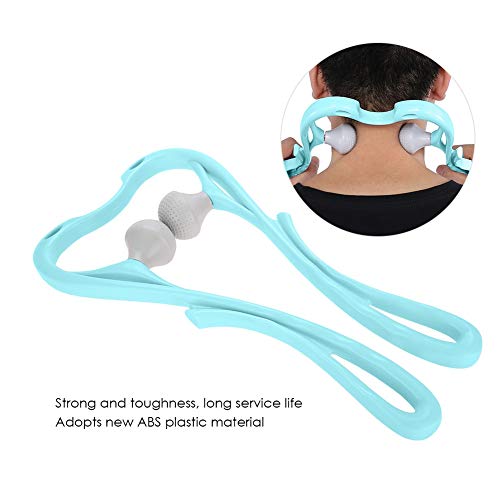 Dispositivo de masaje cervical Shiatsu de tejido profundo, dispositivo de masaje con bola para automasaje, herramienta para hombro, cuello y espalda, dispositivo de masaje manual (azul)