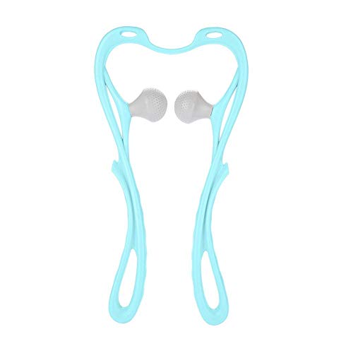 Dispositivo de masaje cervical Shiatsu de tejido profundo, dispositivo de masaje con bola para automasaje, herramienta para hombro, cuello y espalda, dispositivo de masaje manual (azul)