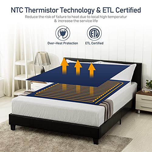 DISUPPO 130 X 180 cm Manta Eléctrica Franela , Manta Térmica Calefaccion Rápido, Temperatura de Calentamiento de 9 Niveles, Apagado Automático, Protección Contra Sobrecalentamiento