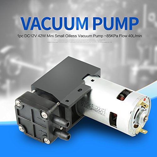 Diyeeni Mini Pistón de Pistón Bomba de Presión de Flujo,Mini Bomba de Vacío sin Aceite DC 12V,85kPa Flow 40L/min Bomba de Vacío sin Aceite en Miniatura