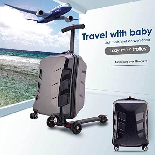 DJLOOKK Maleta con Ruedas para Scooter, Maleta para monopatín, Maleta Plegable para Equipaje de Viaje, Maleta de embarque con Ruedas,Plata
