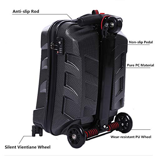 DJLOOKK Maleta con Ruedas para Scooter, Maleta para monopatín, Maleta Plegable para Equipaje de Viaje, Maleta de embarque con Ruedas,Plata