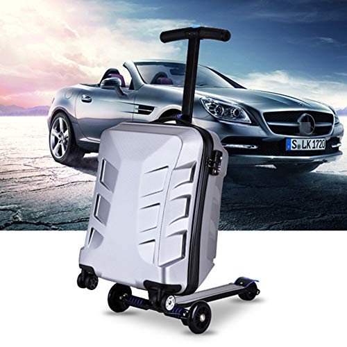 DJLOOKK Maleta con Ruedas para Scooter, Maleta para monopatín, Maleta Plegable para Equipaje de Viaje, Maleta de embarque con Ruedas,Plata
