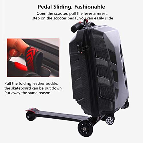 DJLOOKK Maleta con Ruedas para Scooter, Maleta para monopatín, Maleta Plegable para Equipaje de Viaje, Maleta de embarque con Ruedas,Plata