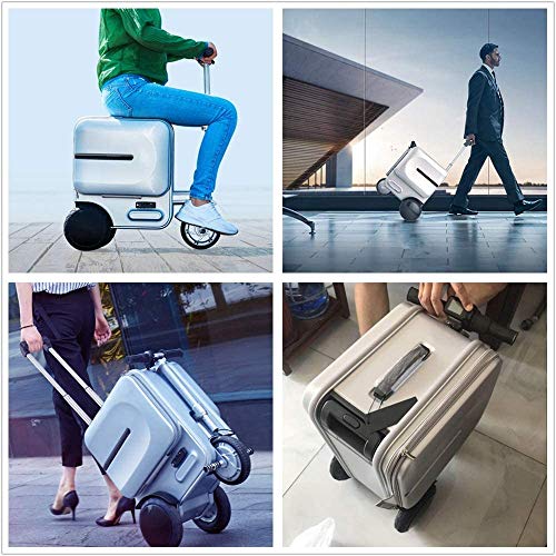 DJLOOKK Maleta eléctrica para Montar, Maleta Plegable para Equipaje de Viaje Inteligente para Montar, Coche para Scooter de Equipaje eléctrico, Maleta de embarque con Ruedas,Negro