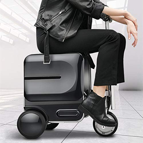 DJLOOKK Maleta eléctrica para Montar, Maleta Plegable para Equipaje de Viaje Inteligente para Montar, Coche para Scooter de Equipaje eléctrico, Maleta de embarque con Ruedas,Negro