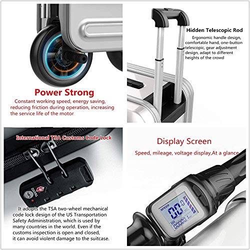 DJLOOKK Maleta eléctrica para Montar, Maleta Plegable para Equipaje de Viaje Inteligente para Montar, Coche para Scooter de Equipaje eléctrico, Maleta de embarque con Ruedas,Negro