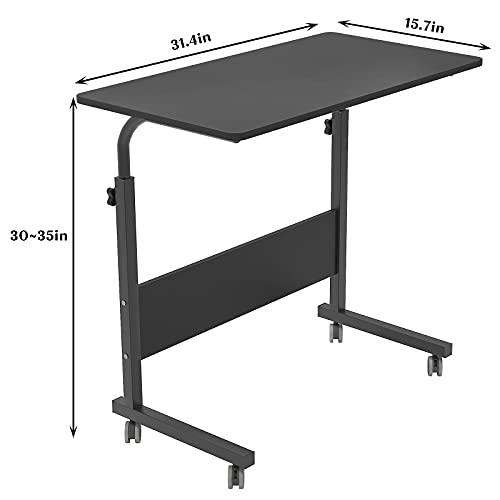 DlandHome 80 * 40 cm Ajustable Mesa de Ordenador Portatil con Ruedas Sofá Mesa Mesas de Centro, Negro