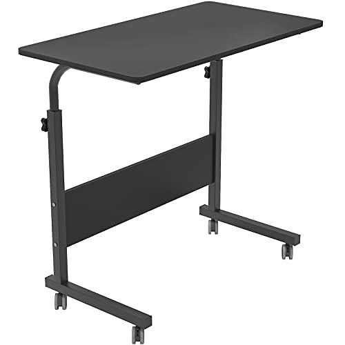 DlandHome 80 * 40 cm Ajustable Mesa de Ordenador Portatil con Ruedas Sofá Mesa Mesas de Centro, Negro