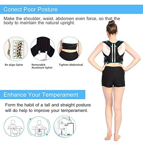 DOACT Corrector de Postura Brace Clavícula Apoyo de Espalda Superior de la Espalda Hombro Adelante Cabeza Cuello Correas de Ayuda, Mejorar y Corregir la Mala Postura para Mujeres y Hombres L(35"-45")