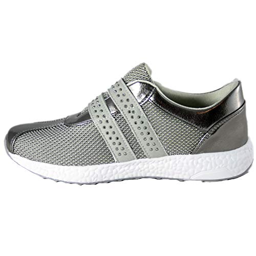 Doctor Cutillas 13723 - Deportivas con Tejido Transpirable Gris Y Plata con Velcros Brillantes Plantilla con Memoria Extraíble - 36, Gris Claro