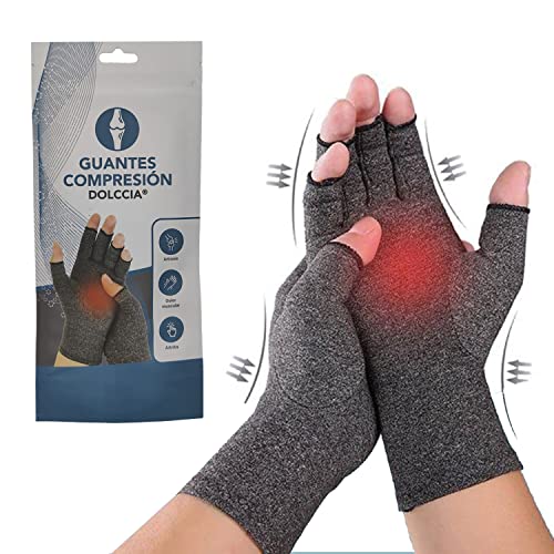 DOLCCIA Guantes de compresión artritis, Alivio para dolor de manos y artrosis, Mejora la hinchazón y circulación, 1 par mujer y hombre (L)