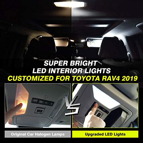 Domilay Kit de Bombilla de Luz de ActualizacióN Interior LED Blanco de Coche para Toyota RAV4 2019 2020