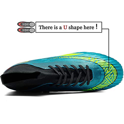 Donbest Botas de Fútbol para Hombre Spike Zapatos de fútbol Profesionales Aire Libre Calzado de Fútbol Atletismo Zapatillas de Fútbol,Azul,EU36