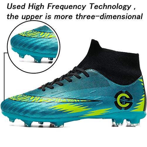 Donbest Botas de Fútbol para Hombre Spike Zapatos de fútbol Profesionales Aire Libre Calzado de Fútbol Atletismo Zapatillas de Fútbol,Azul,EU36