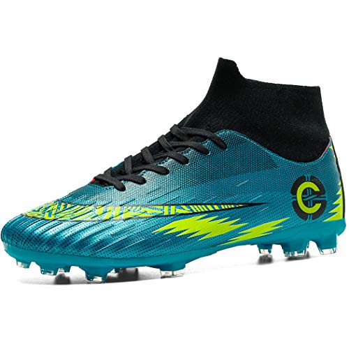 Donbest Botas de Fútbol para Hombre Spike Zapatos de fútbol Profesionales Aire Libre Calzado de Fútbol Atletismo Zapatillas de Fútbol,Azul,EU36