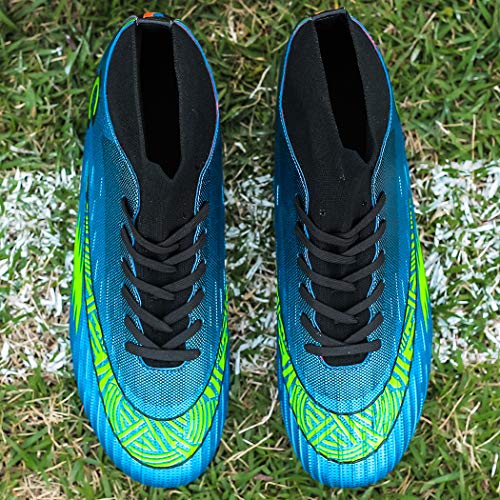 Donbest Botas de Fútbol para Hombre Spike Zapatos de fútbol Profesionales Aire Libre Calzado de Fútbol Atletismo Zapatillas de Fútbol,Azul,EU36