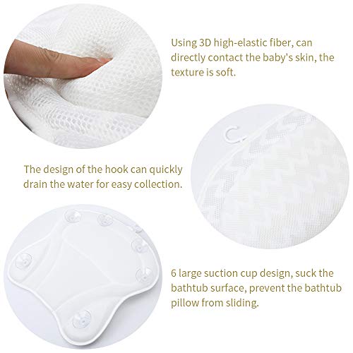 DONGQI Almohada de Baño, Reposacabezas Bañera con Ventosas Cojín para Bañera Ergonómico para SPA en Casa Bañera de Hidromasaje e Hidromasaje,
