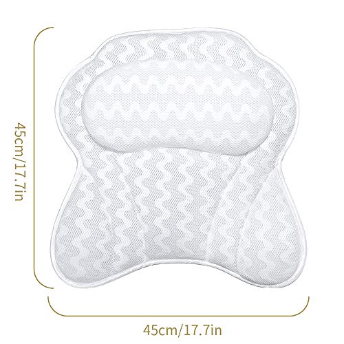DONGQI Almohada de Baño, Reposacabezas Bañera con Ventosas Cojín para Bañera Ergonómico para SPA en Casa Bañera de Hidromasaje e Hidromasaje,