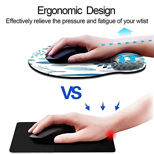 Dooke Alfombrilla de ratón ergonómica con soporte para la muñeca, base de goma antideslizante para ordenador, portátil, juegos de oficina en casa, trabajo, escritura fácil y alivio del dolor, plantas