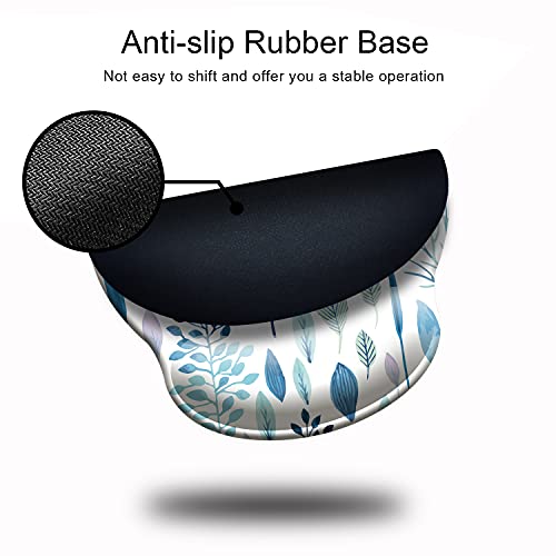 Dooke Alfombrilla de ratón ergonómica con soporte para la muñeca, base de goma antideslizante para ordenador, portátil, juegos de oficina en casa, trabajo, escritura fácil y alivio del dolor, plantas