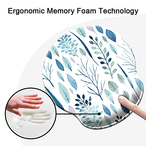 Dooke Alfombrilla de ratón ergonómica con soporte para la muñeca, base de goma antideslizante para ordenador, portátil, juegos de oficina en casa, trabajo, escritura fácil y alivio del dolor, plantas
